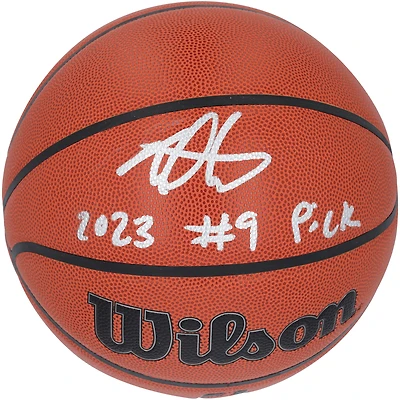 Ballon de basket-ball d'intérieur/extérieur Wilson Authentic Series autographié par Taylor Hendricks Utah Jazz avec inscription « 2023 #9 Pick »
