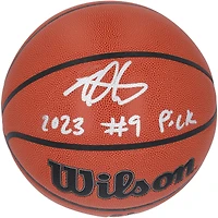 Ballon de basket-ball d'intérieur/extérieur Wilson Authentic Series autographié par Taylor Hendricks Utah Jazz avec inscription « 2023 #9 Pick »