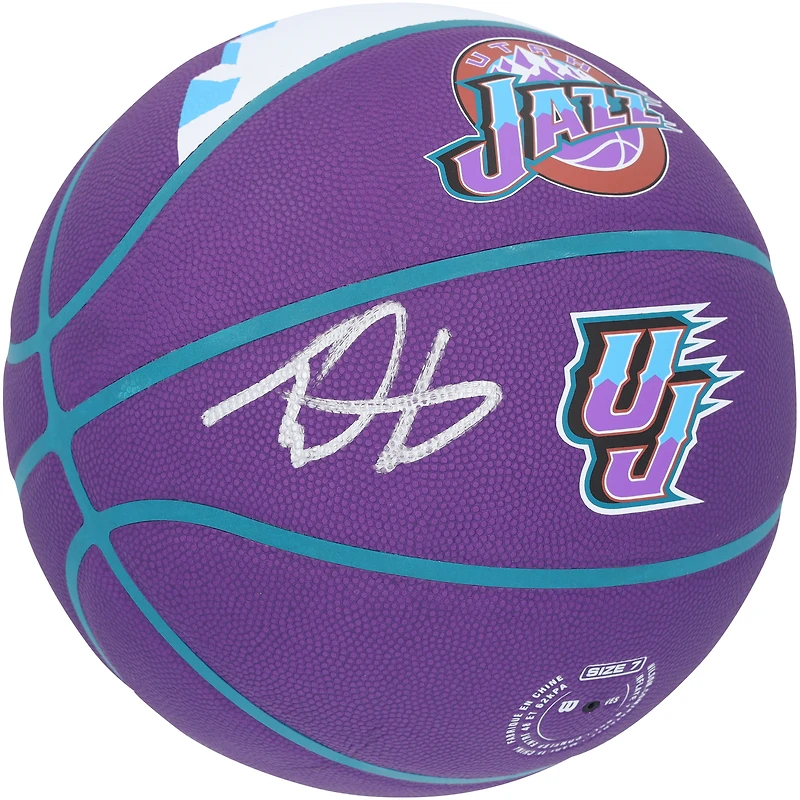 Taylor Hendricks Utah Jazz Autographed Wilson City Edition Collectors Basketball