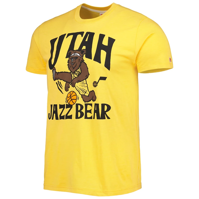 Unisex Homage Gold Utah Jazz Team Mascot Tri-Blend T-Shirt