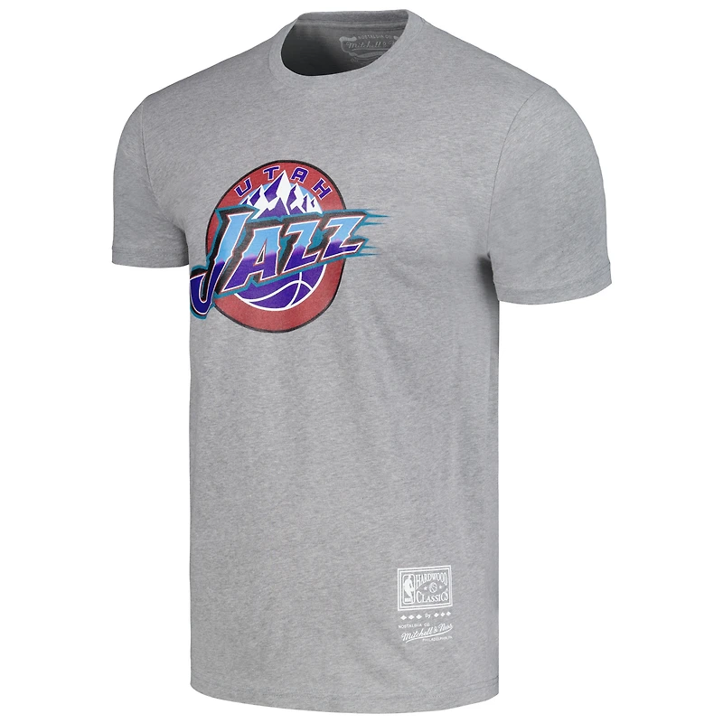 T-shirt unisexe avec logo Utah Jazz Hardwood Classics MVP Throwback gris Mitchell & Ness