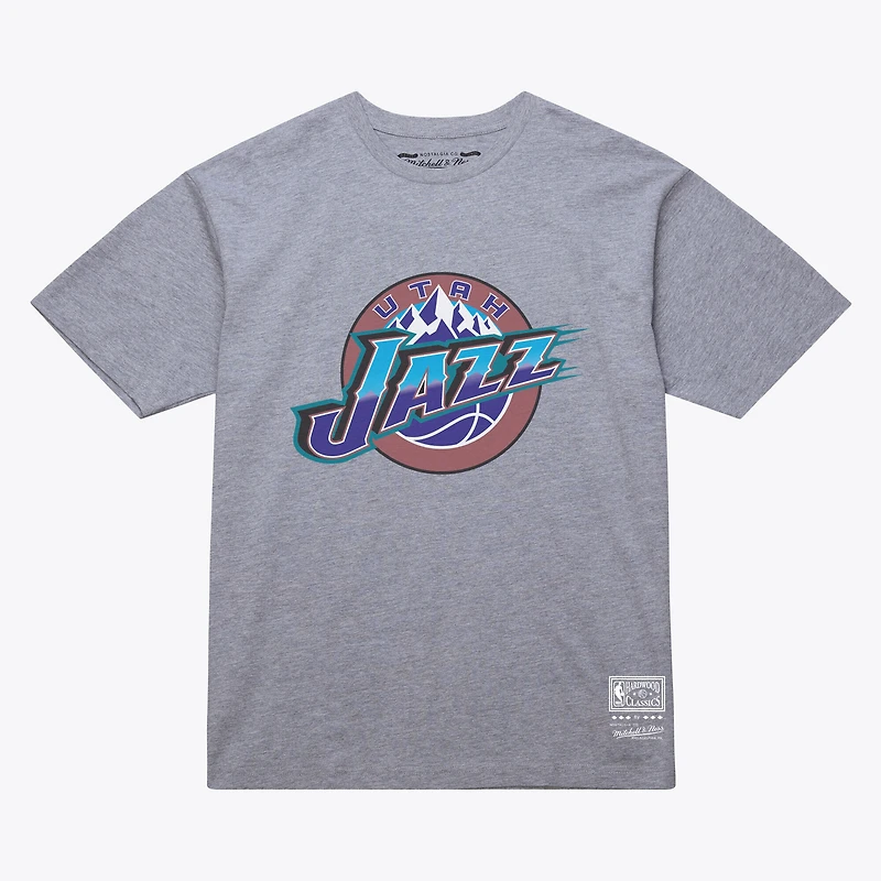 T-shirt unisexe Mitchell & Ness Heather Gray Utah Jazz Hardwood Classics Arch
