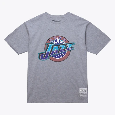 T-shirt unisexe Mitchell & Ness Heather Gray Utah Jazz Hardwood Classics Arch