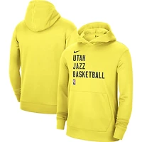 Sweat à capuche unisexe Nike jaune Utah Jazz 2023/24 Performance Spotlight On-Cour Practice
