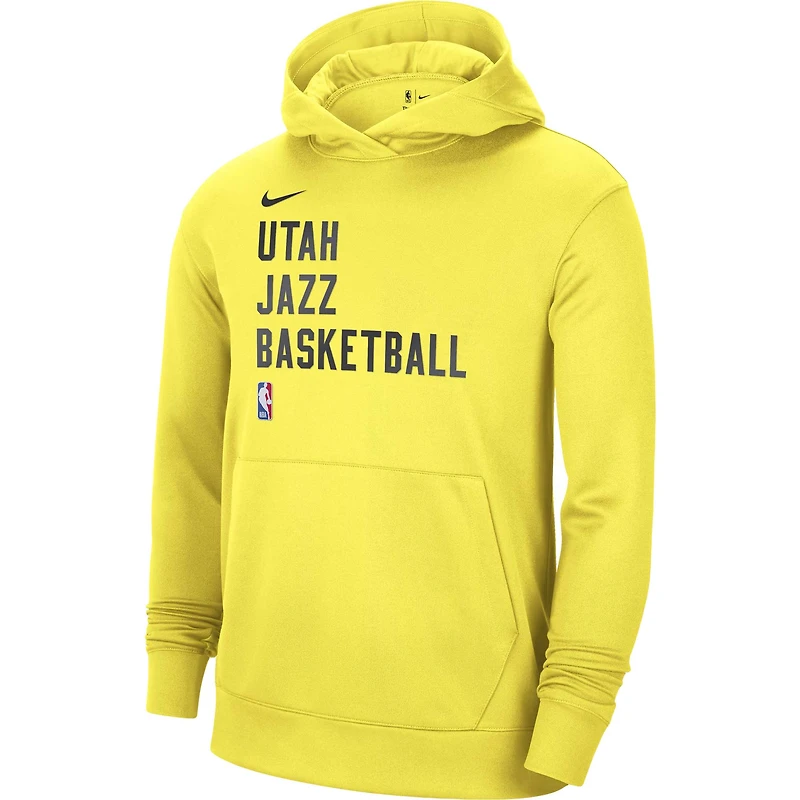 Sweat à capuche unisexe Nike jaune Utah Jazz 2023/24 Performance Spotlight On-Cour Practice