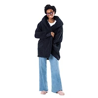 Unisex the Best Lounger World By Jill Martin Black Utah Jazz Oversized Open-Front Hoodie Sweater