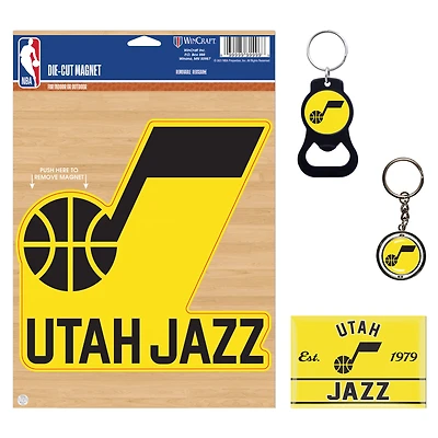 WinCraft Utah Jazz 4-Pack Key Rings and Magnets Set