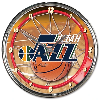 Horloge murale chromée WinCraft Utah Jazz
