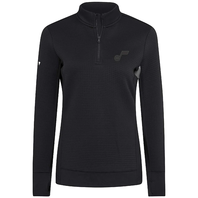 Women's Levelwear  Black Utah Jazz Cushion Quarter-Zip Pullover