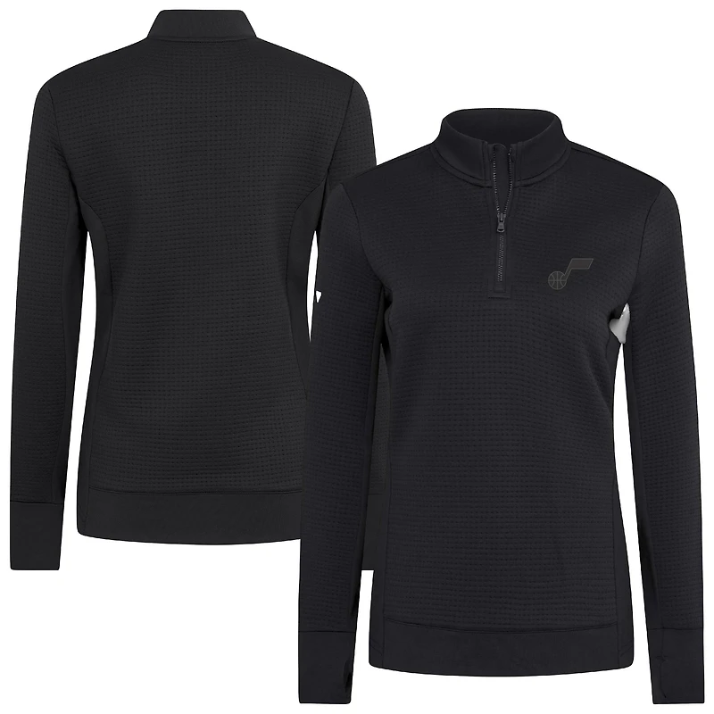 Women's Levelwear  Black Utah Jazz Cushion Quarter-Zip Pullover