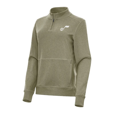 Sweat-shirt polaire zippé quart de tour Antigua Olive Utah Jazz Crush pour femme