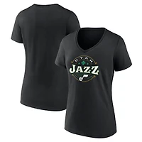 Women's  Black Utah Jazz Lucky V-Neck T-Shirt