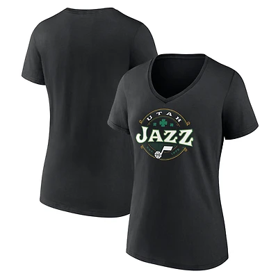 T-shirt noir à col en V Lucky du Utah Jazz pour femmes