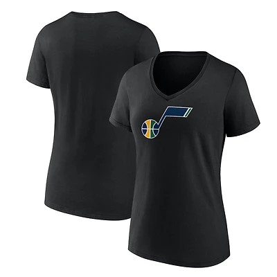 T-shirt blanc à col en V avec logo principal des Utah Jazz pour femmes