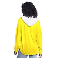 Women's G-III 4Her by Carl Banks Gold Utah Jazz Bench Player Oversized Long Sleeve Hooded Top