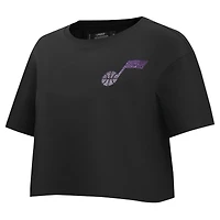 T-shirt court et boxy noir Pro Standard pour femme avec logo Utah Jazz Jewels