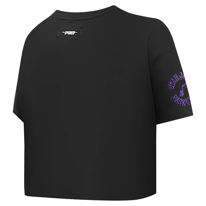 T-shirt court et boxy noir Pro Standard pour femme avec logo Utah Jazz Jewels