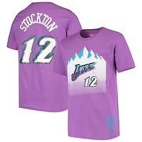 Youth John Stockton Purple Utah Jazz Hardwood Classics Name & Number T-Shirt