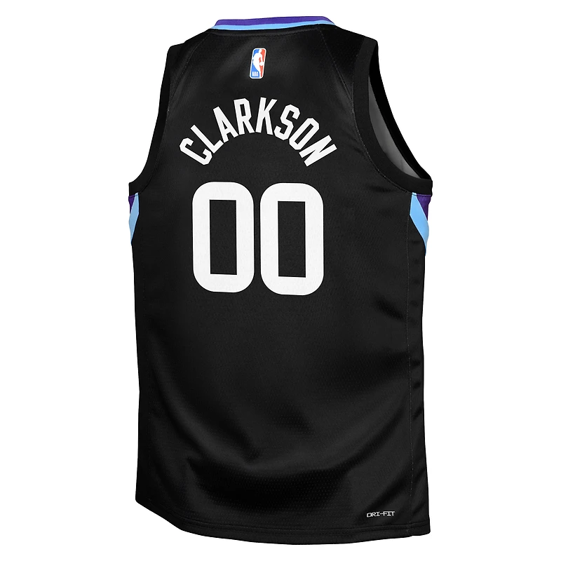 Maillot Swingman Jordan Clarkson noir pour jeunes de la marque Utah Jazz - Édition Statement