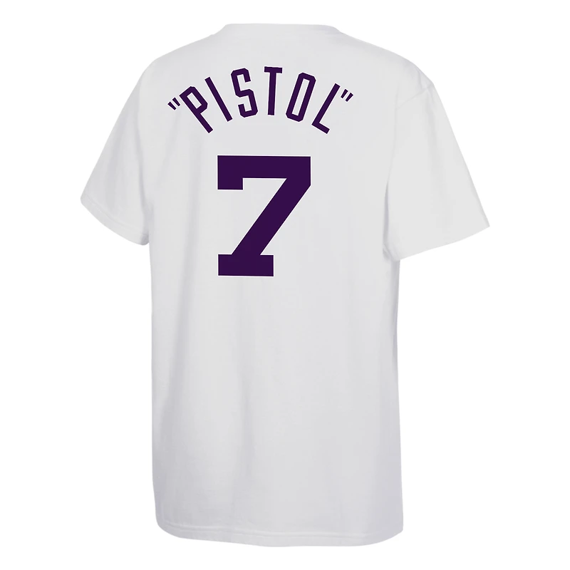 Youth Mitchell & Ness Pete Maravich White Utah Jazz Hardwood Classics Name Number T-Shirt