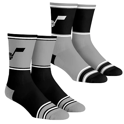 Lot de 2 paires de chaussettes à blocs de couleur pour jeunes Rock Em Socks Utah Jazz