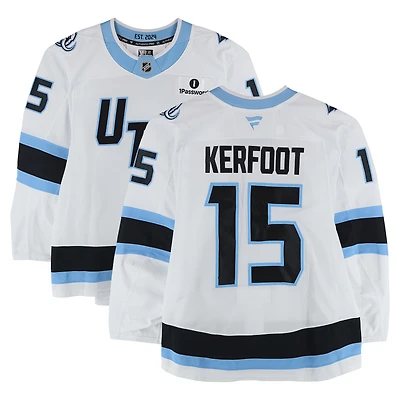 Maillot blanc n° 15 porté par Alexander Kerfoot (Utah Mammoth) lors de matchs disputés entre le 14 décembre 2025 et le 28 mars 2026.