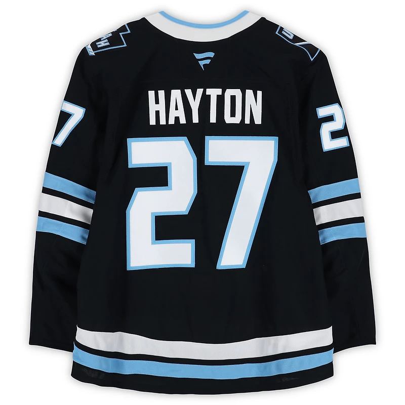 Maillot authentique noir professionnel porté par Barrett Hayton (Utah Mammoth), numéro 27, lors des séries éliminatoires de la Coupe Stanley 2026.
