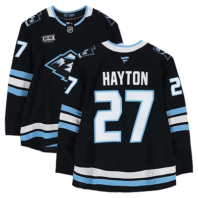 Maillot authentique noir professionnel porté par Barrett Hayton (Utah Mammoth), numéro 27, lors des séries éliminatoires de la Coupe Stanley 2026.