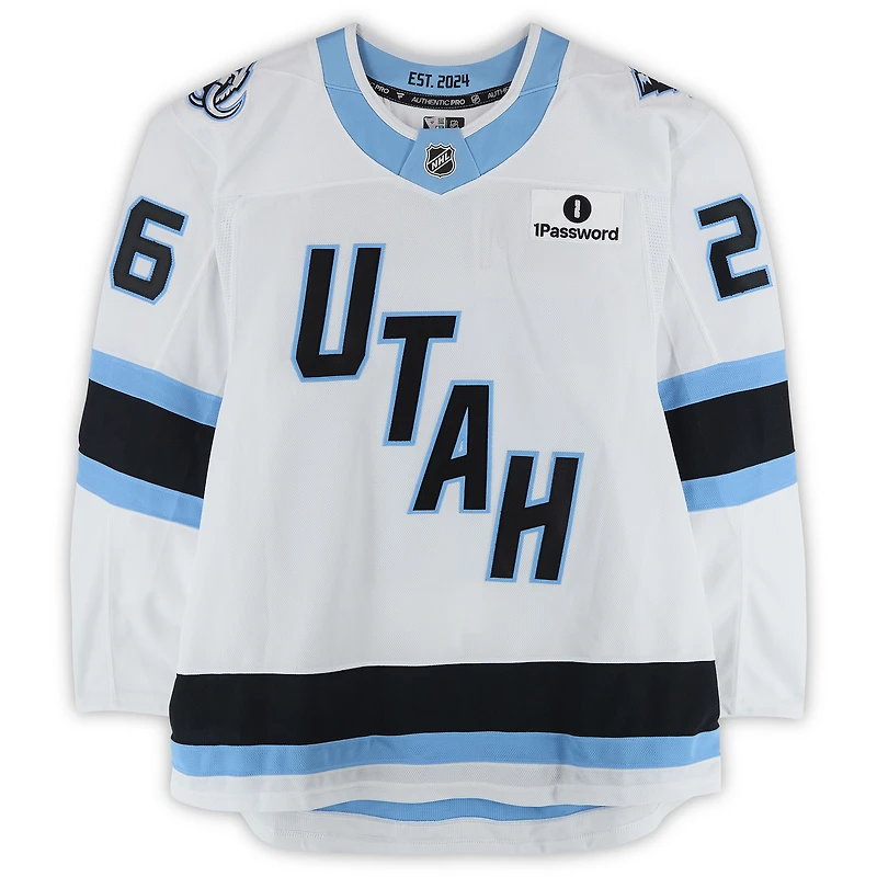 Dmitry Simashev Utah Mammoth Game-Used #26 White Jersey vs. Philadelphia Flyers on March 5, 2026