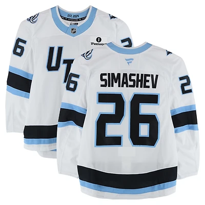 Maillot blanc n° 26 porté par Dmitry Simashev (Utah Mammoth) lors du match contre les Flyers de Philadelphie le 5 mars 2026