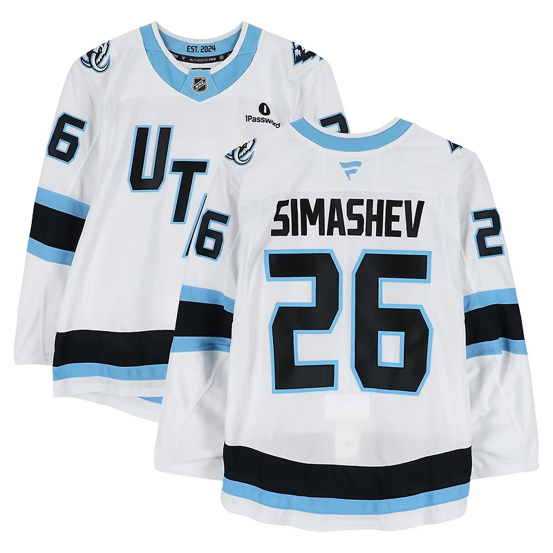 Dmitry Simashev Utah Mammoth Player-Issued #26 White Authentic Pro Jersey from the 2026 Stanley Cup Playoffs