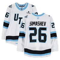 Dmitry Simashev Utah Mammoth Player-Issued #26 White Authentic Pro Jersey from the 2026 Stanley Cup Playoffs