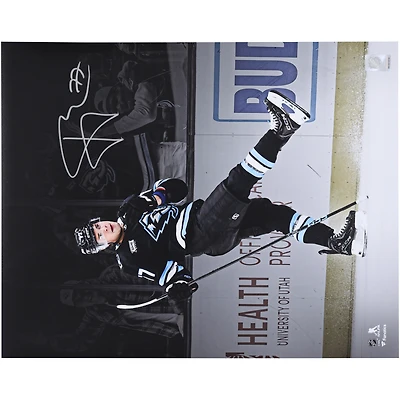 JJ Peterka Utah Mammoth Autographed 16" x 20" Black Jersey Celebration Spotlight Photograph