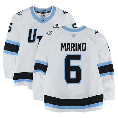Maillot blanc n° 6 de John Marino (Utah Mammoth), porté lors de matchs joués entre le 14 décembre 2025 et le 28 mars 2026.