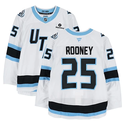 Maillot authentique professionnel blanc n° 25 de Kevin Rooney (Utah Mammoth) porté par un joueur lors des séries éliminatoires de la Coupe Stanley 2026
