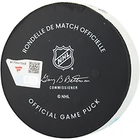 Rondelle de but utilisée par Lawson Crouse (Utah Mammoth) lors du match du 2 février 2026 contre les Canucks de Vancouver
