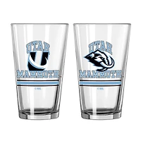 Ensemble de deux verres à pinte Logo Brands Utah Mammoth, modèles actuels et rétro, de 473 ml (16 oz).