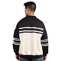 Men's Starter  White/Black Utah Hockey Club Defense Fleece Crewneck Pullover Sweatshirt