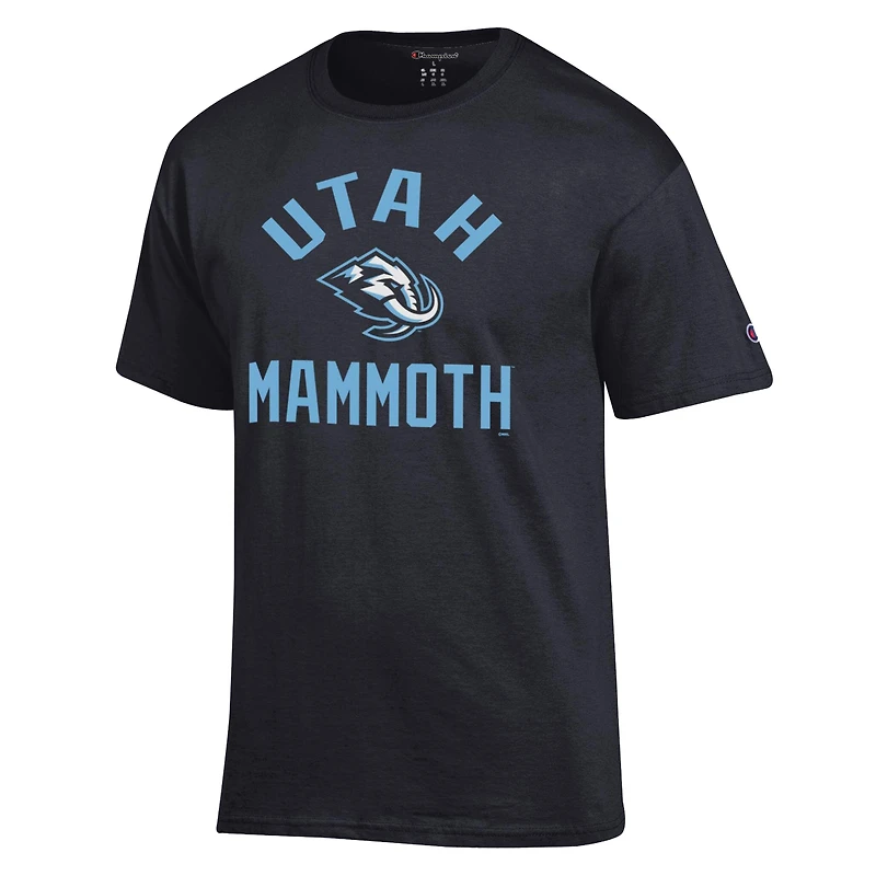 T-shirt Champion noir pour homme avec logo principal Utah Mammoth