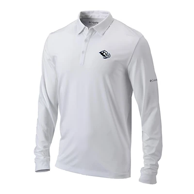 Men's Columbia White Utah Mammoth Pin High Long Sleeve Polo
