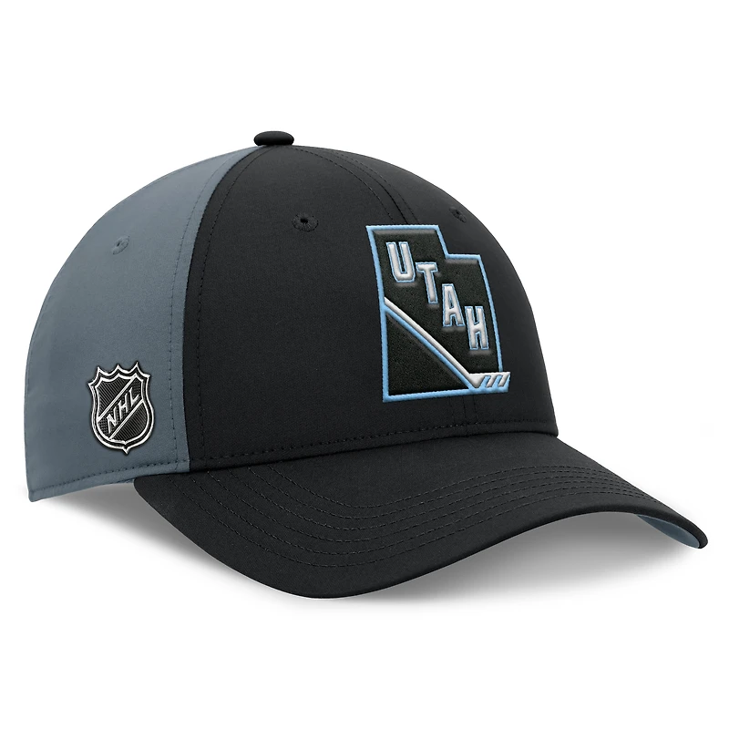 Men's Fanatics Black/Charcoal Utah Mammoth Utah Badge Adjustable Hat