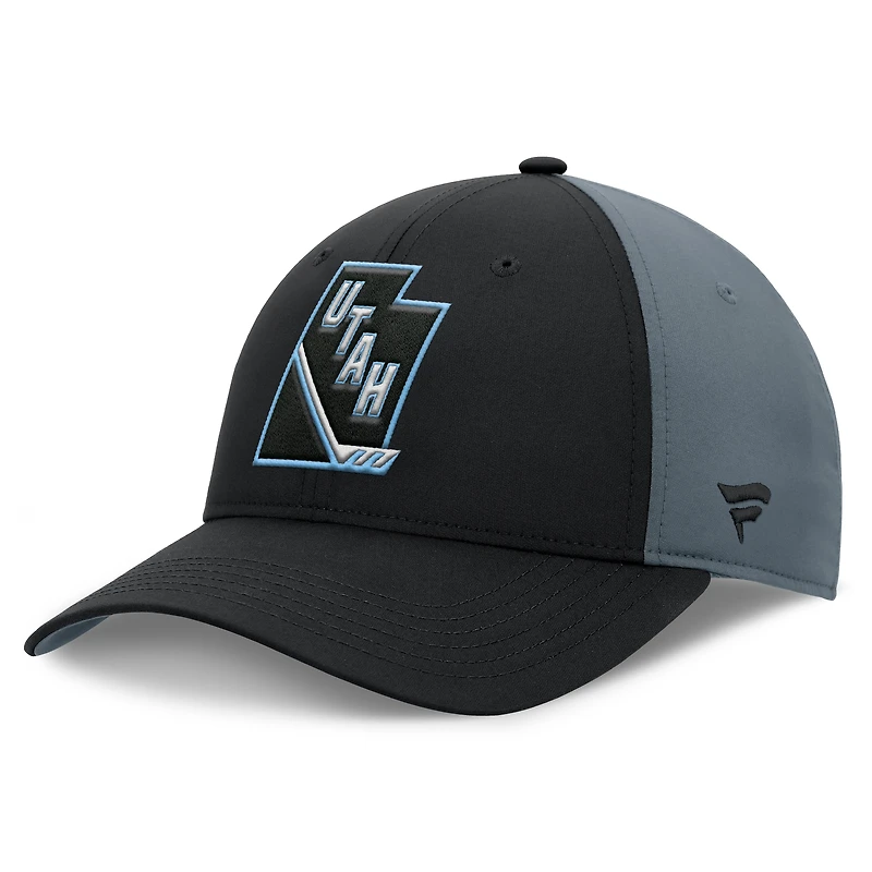 Men's Fanatics Black/Charcoal Utah Mammoth Utah Badge Adjustable Hat