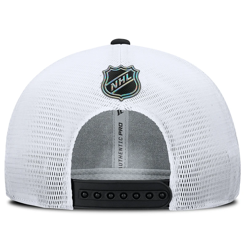Men's Fanatics Black/White Utah Mammoth Authentic Pro Rink Lockup Adjustable Trucker Hat