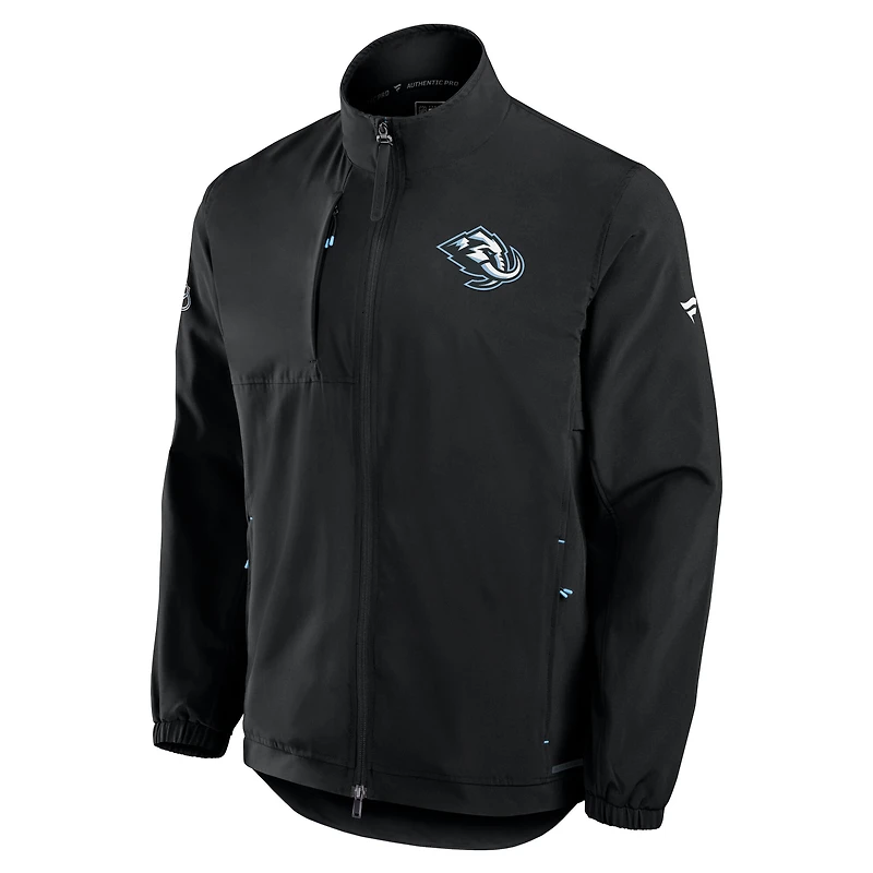 Veste d'entraîneur entièrement zippée Utah Mammoth Authentic Pro Rink pour homme, noire, Fanatics
