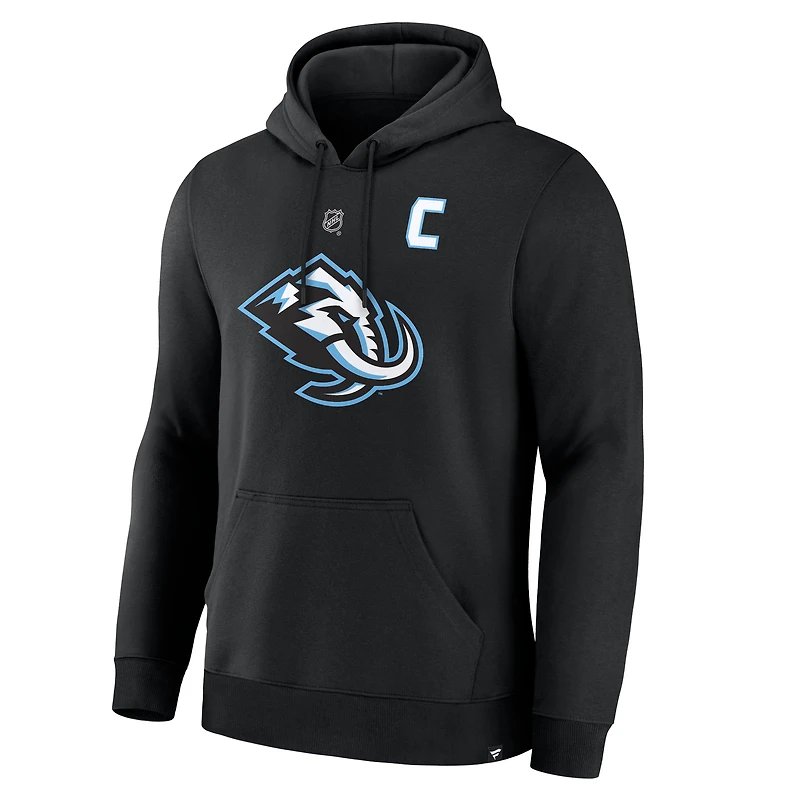 Men's Fanatics Clayton Keller Black Utah Mammoth Authentic Stack Name & Number Hoodie