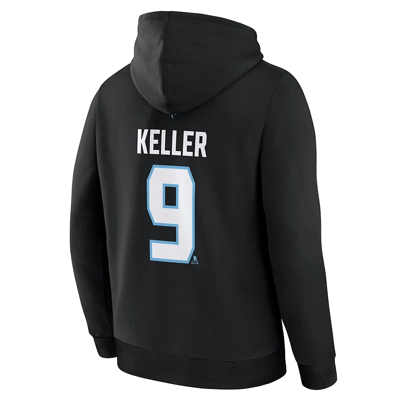 Men's Fanatics Clayton Keller Black Utah Mammoth Authentic Stack Name & Number Hoodie