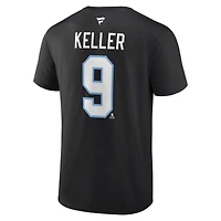 T-shirt noir authentique avec nom et numéro de pile pour homme Fanatics Clayton Keller Utah Mammoth
