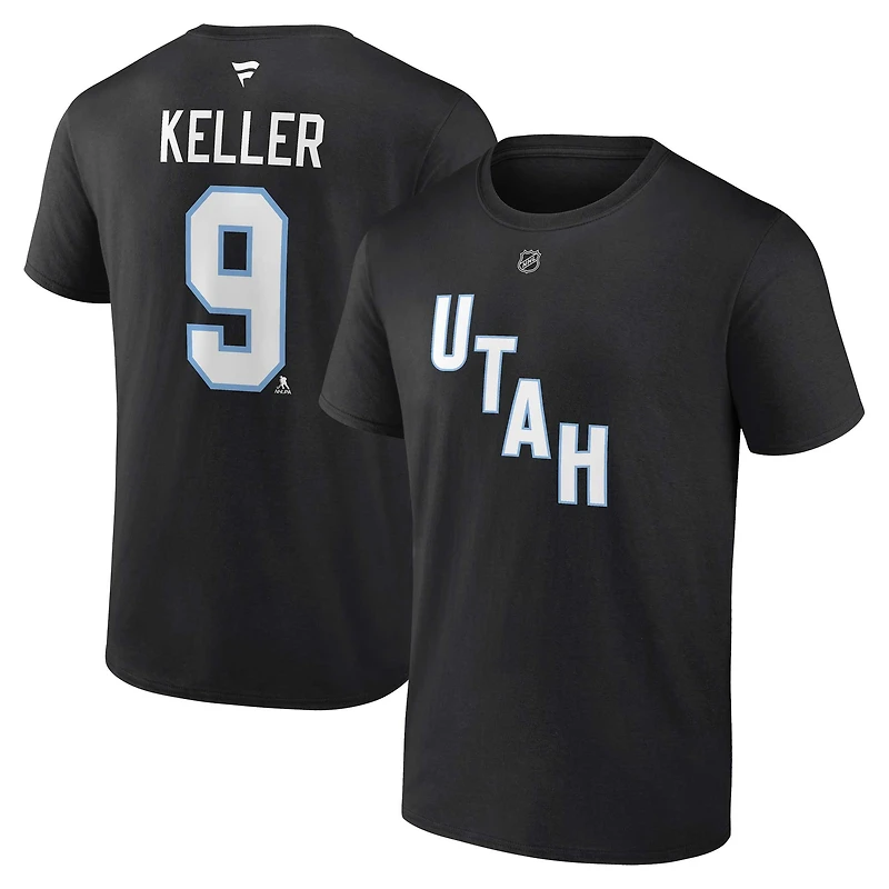 Men's Fanatics Clayton Keller Black Utah Mammoth Authentic Stack Name & Number T-Shirt