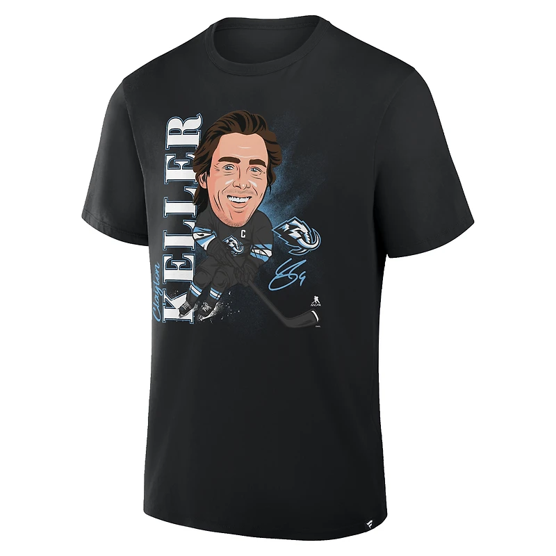 Men's Fanatics Clayton Keller Black Utah Mammoth Caricature Player T-Shirt
