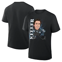 T-shirt noir pour homme, fanatiques, Clayton Keller, joueur de caricature des Utah Mammoth